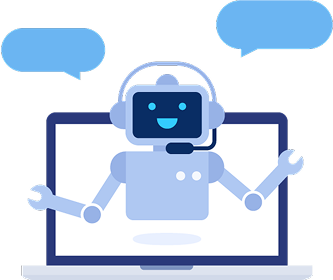笑顔でこちらに話しかけているロボットのイラスト