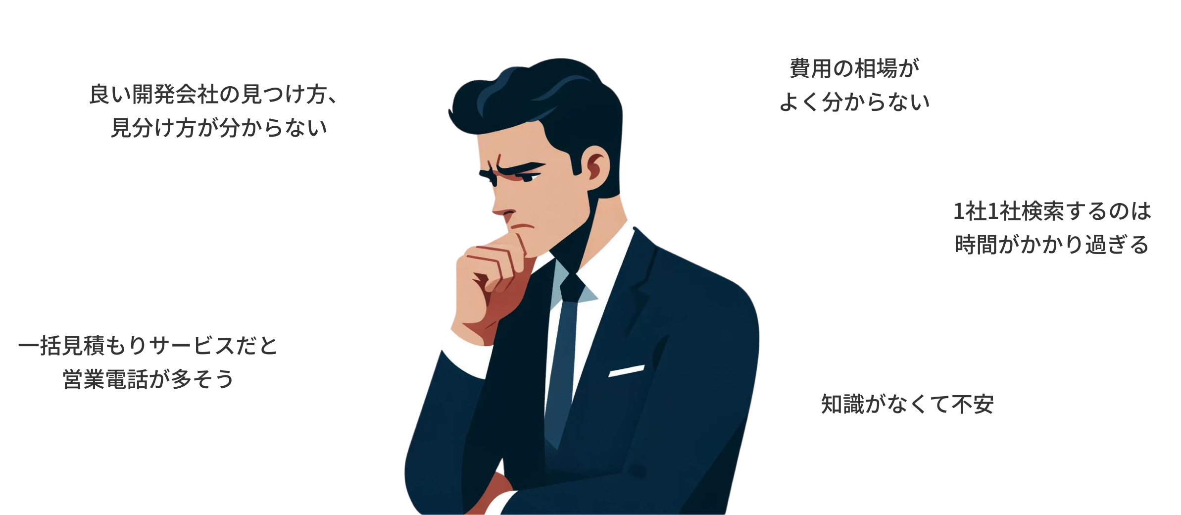 悩んでいる男性のイラスト