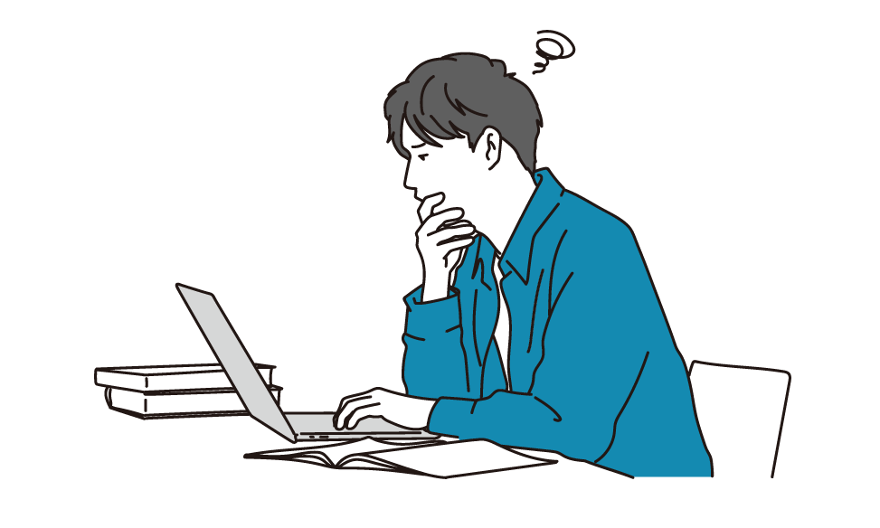 悩んでいる開発担当者イラスト